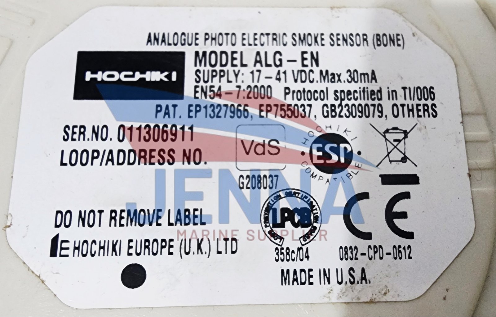 HOCHIKIANALOGUE PHOTO ELECTRIC SMOKE SENSOR (BONE) MODEL ALG- EN - Image 6